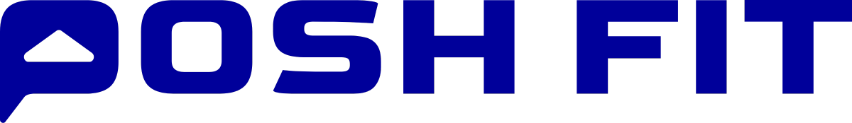 Posh Fit logo in bold blue lettering with a modern, geometric font